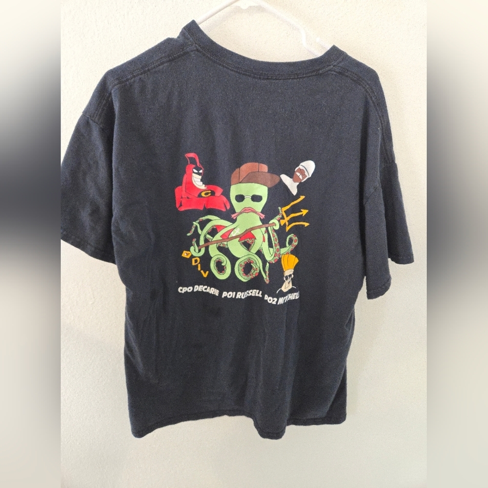 Vintage NAVY USA Gildan CPO DECARIE PO1 RUSSELL PO2 MITCHELL Mens XL Faded